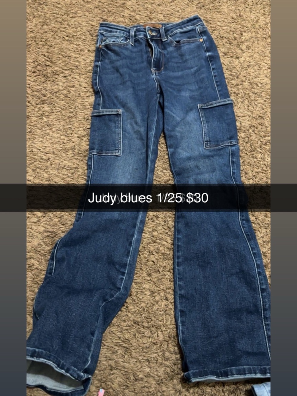 Judy Blue Dark Blue Cargo Flare Jeans